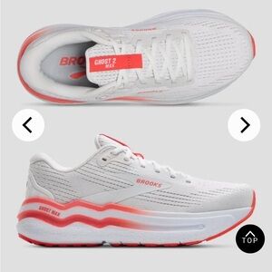 *NWOB* Brooks Women’s Ghost Max 2 White and Hot Coral Sneakers size 9.5